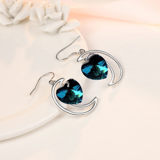 HuiSept Silver Heart-Shaped Earrings