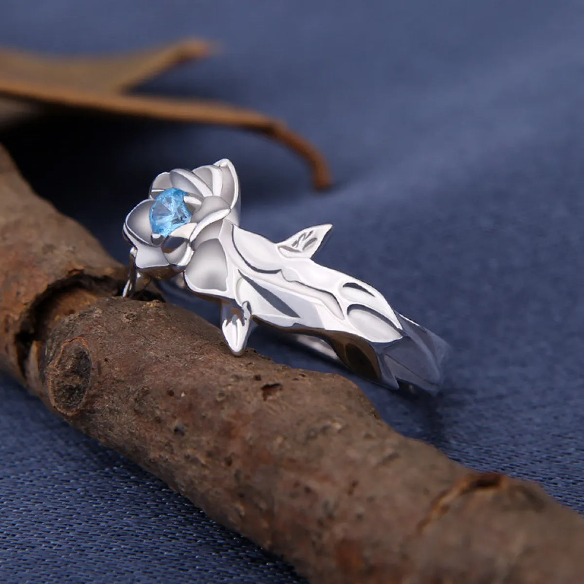 Blue Rose Silver Anime Ring