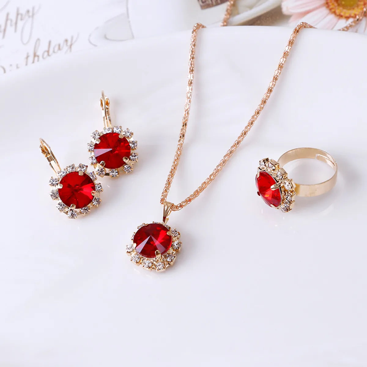 Europe America Crystal Necklace Earrings Set