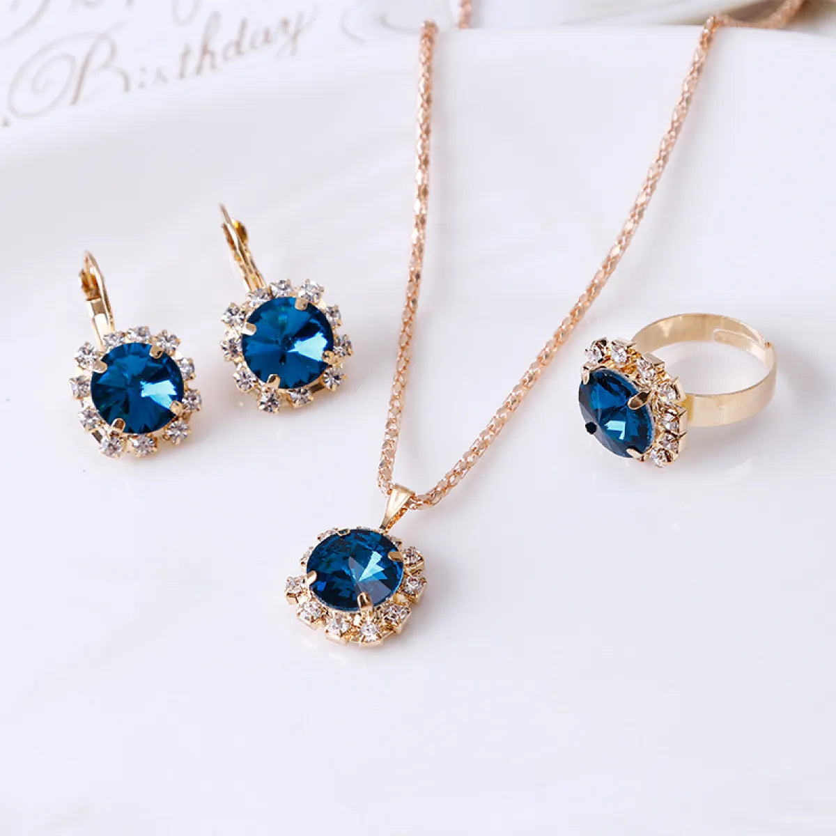 Europe America Crystal Necklace Earrings Set