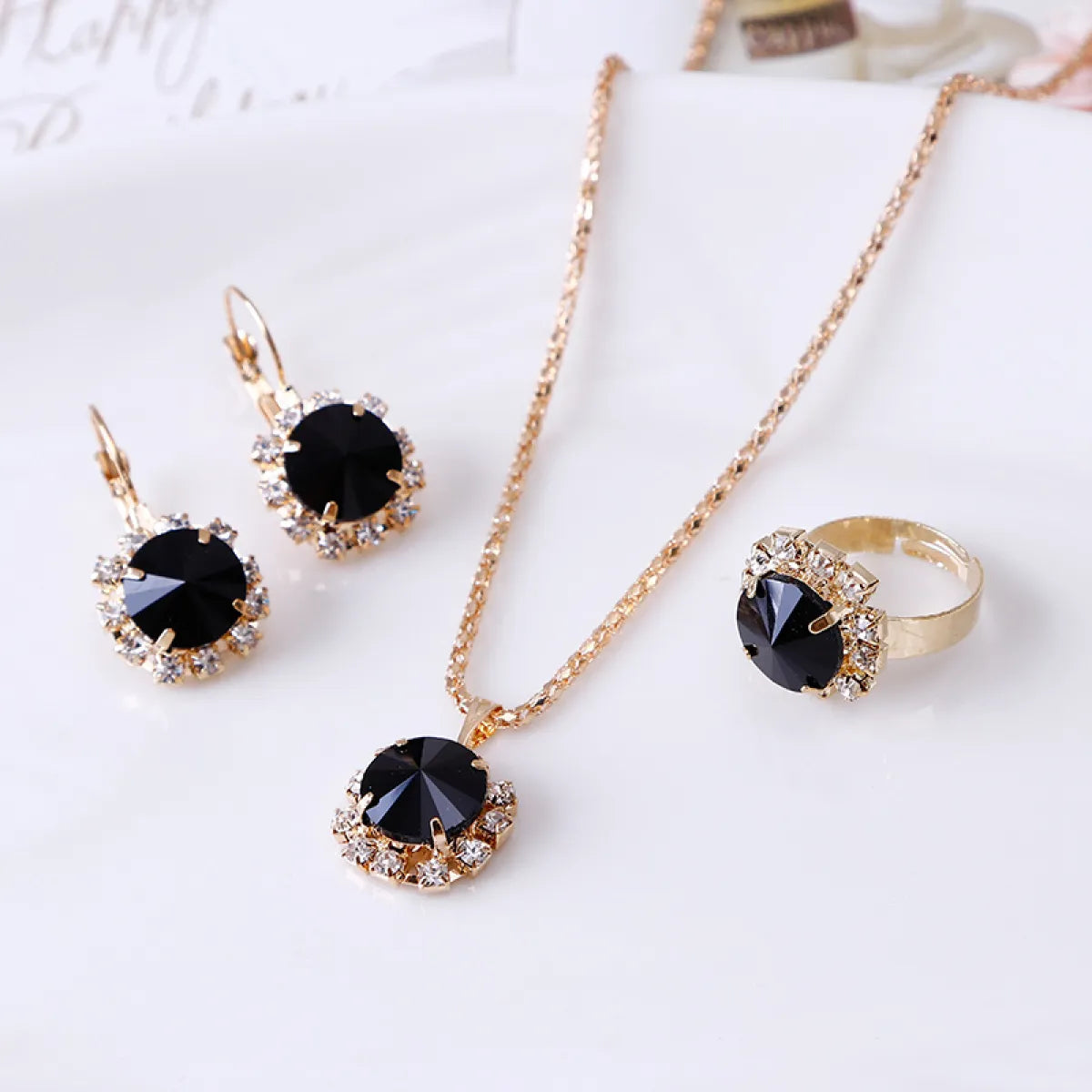 Europe America Crystal Necklace Earrings Set