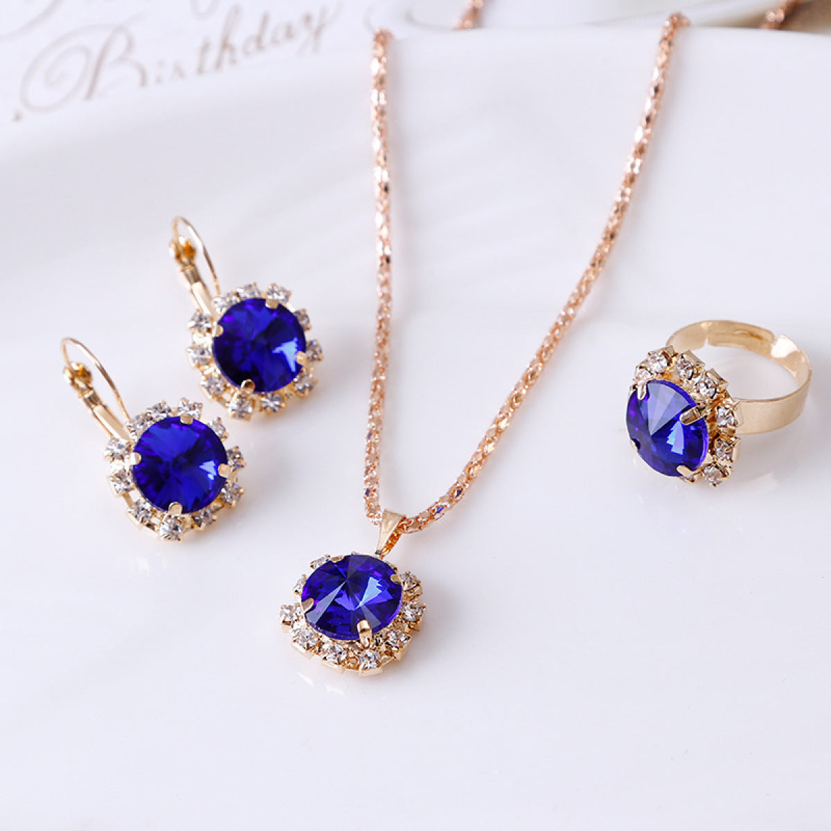 Europe America Crystal Necklace Earrings Set