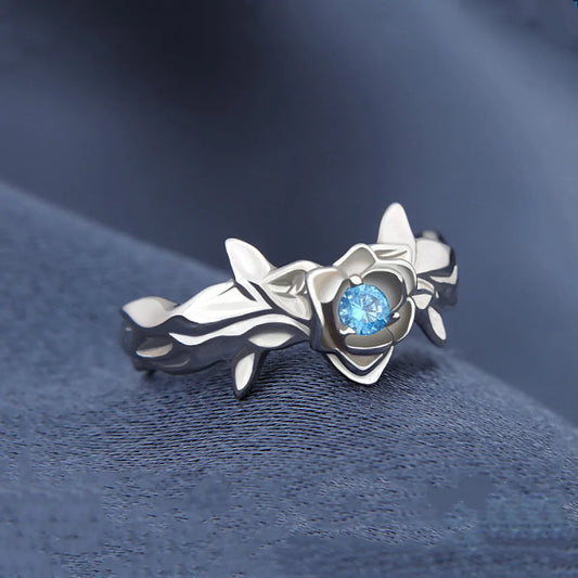 Blue Rose Silver Anime Ring