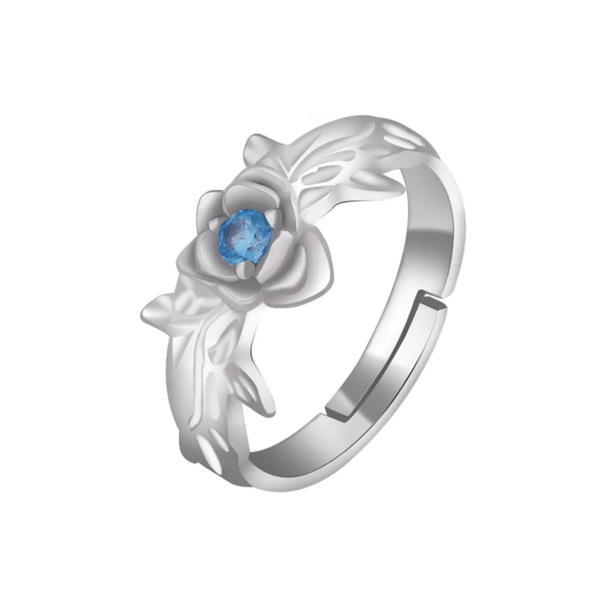 Blue Rose Silver Anime Ring